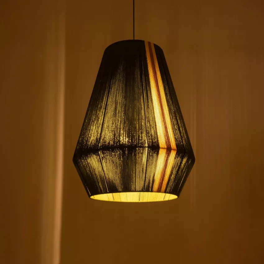 GLOBOSTAR® SALERNO  Boho Κρεμαστό Φωτιστικό Οροφής με Ντουί 1 x E27 AC 220-240V IP20 - Λαδί & Μπεζ - Μ50 x Π50 x Υ60cm