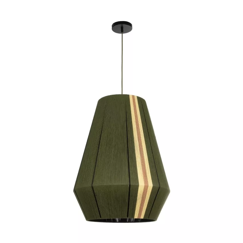 GLOBOSTAR® SALERNO  Boho Κρεμαστό Φωτιστικό Οροφής με Ντουί 1 x E27 AC 220-240V IP20 - Λαδί & Μπεζ - Μ50 x Π50 x Υ60cm