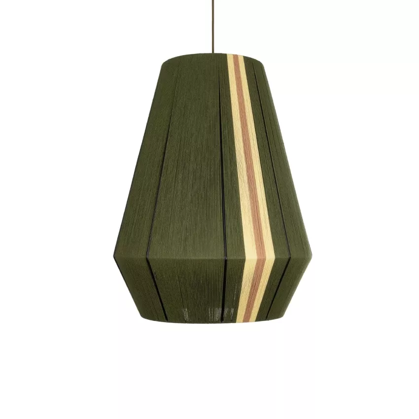GLOBOSTAR® SALERNO  Boho Κρεμαστό Φωτιστικό Οροφής με Ντουί 1 x E27 AC 220-240V IP20 - Λαδί & Μπεζ - Μ50 x Π50 x Υ60cm