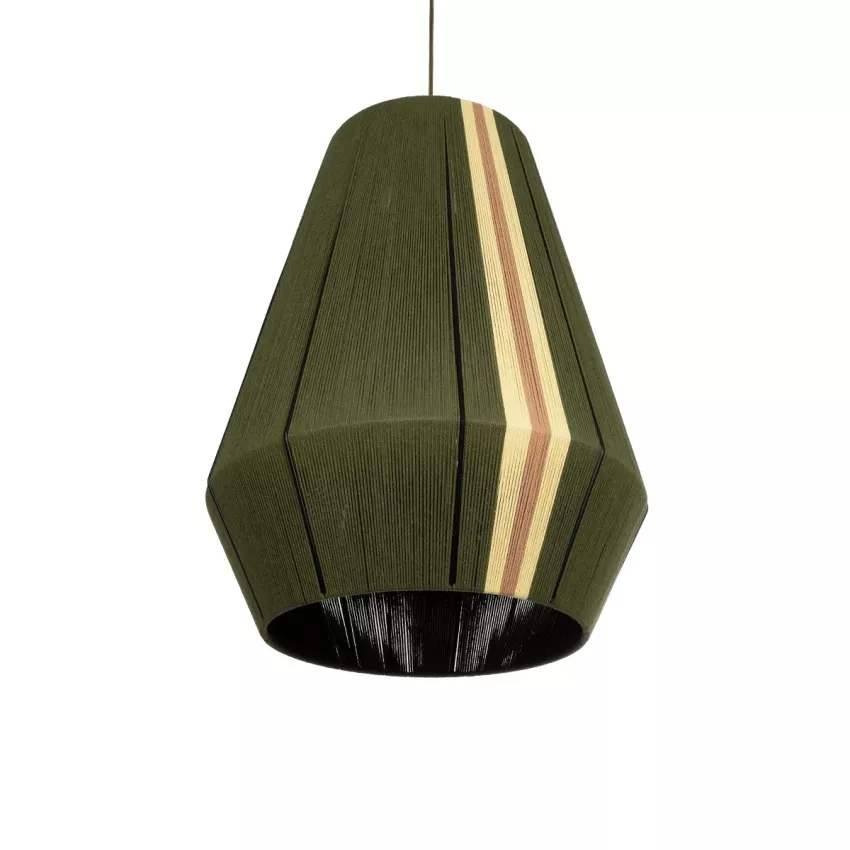 GLOBOSTAR® SALERNO  Boho Κρεμαστό Φωτιστικό Οροφής με Ντουί 1 x E27 AC 220-240V IP20 - Λαδί & Μπεζ - Μ50 x Π50 x Υ60cm
