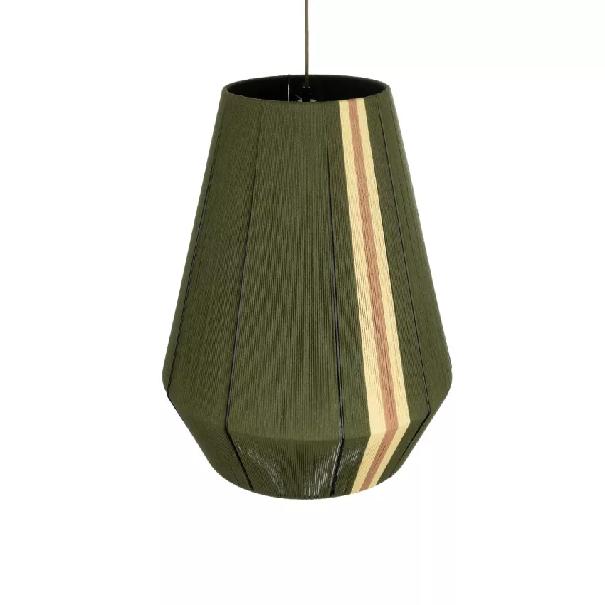 GLOBOSTAR® SALERNO  Boho Κρεμαστό Φωτιστικό Οροφής με Ντουί 1 x E27 AC 220-240V IP20 - Λαδί & Μπεζ - Μ50 x Π50 x Υ60cm