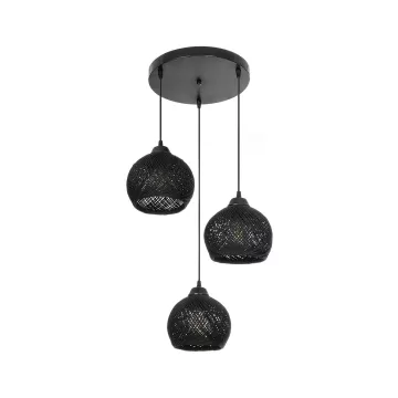 YASAM  Vintage Κρεμαστό Φωτιστικό Σχοινί Τρίφωτο 3 x E27 IP20 Μαύρο Σχοινί - Μ35 x Π35 x Υ80cm