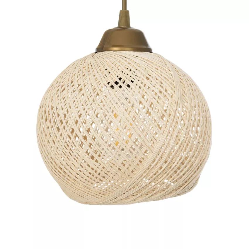 GLOBOSTAR® YASAM  Vintage Κρεμαστό Φωτιστικό Οροφής με Ντουί 3 x E27 AC 220-240V IP20 - Μπεζ & Χρυσό - Μ42 x Π42 x Υ54cm