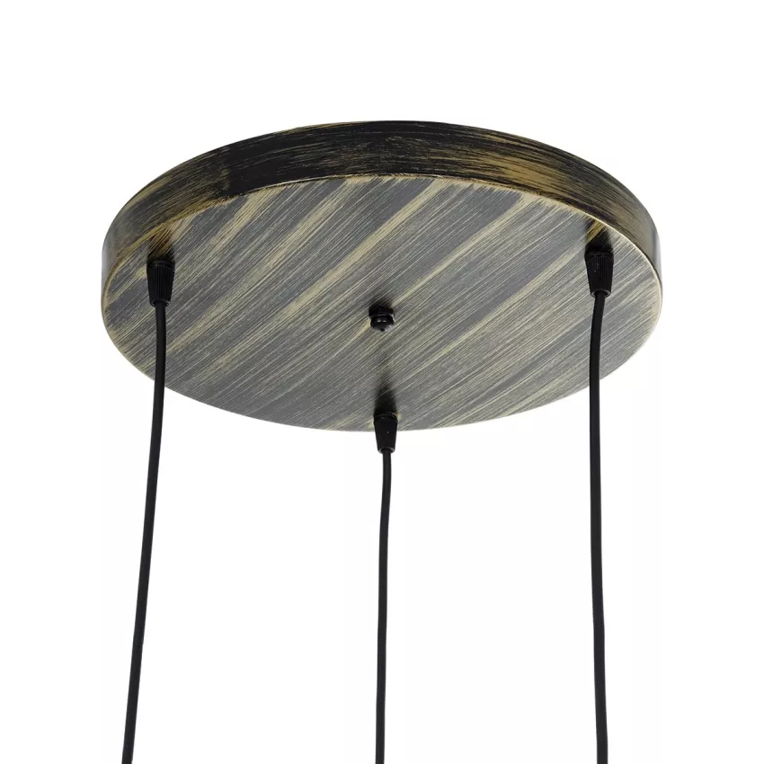 GLOBOSTAR® YASAM  Vintage Κρεμαστό Φωτιστικό Οροφής με Ντουί 3 x E27 AC 220-240V IP20 - Καφέ - Μ42 x Π42 x Υ54cm