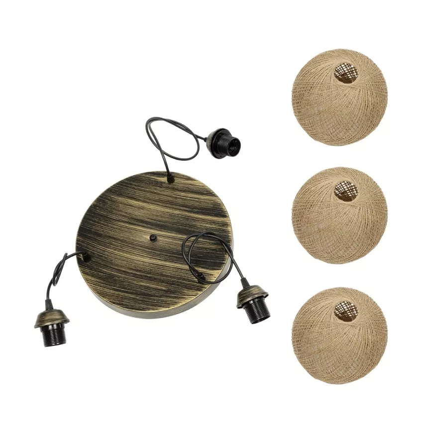 GLOBOSTAR® YASAM  Vintage Κρεμαστό Φωτιστικό Οροφής με Ντουί 3 x E27 AC 220-240V IP20 - Καφέ - Μ42 x Π42 x Υ54cm