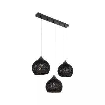 GLOBOSTAR® YASAM  Vintage Κρεμαστό Φωτιστικό Οροφής με Ντουί 3 x E27 AC 220-240V IP20 - Μαύρο - Μ45 x Π18 x Υ30cm