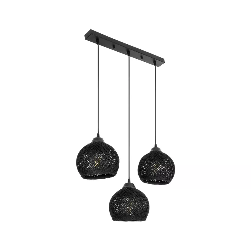 GLOBOSTAR® YASAM  Vintage Κρεμαστό Φωτιστικό Οροφής με Ντουί 3 x E27 AC 220-240V IP20 - Μαύρο - Μ45 x Π18 x Υ30cm