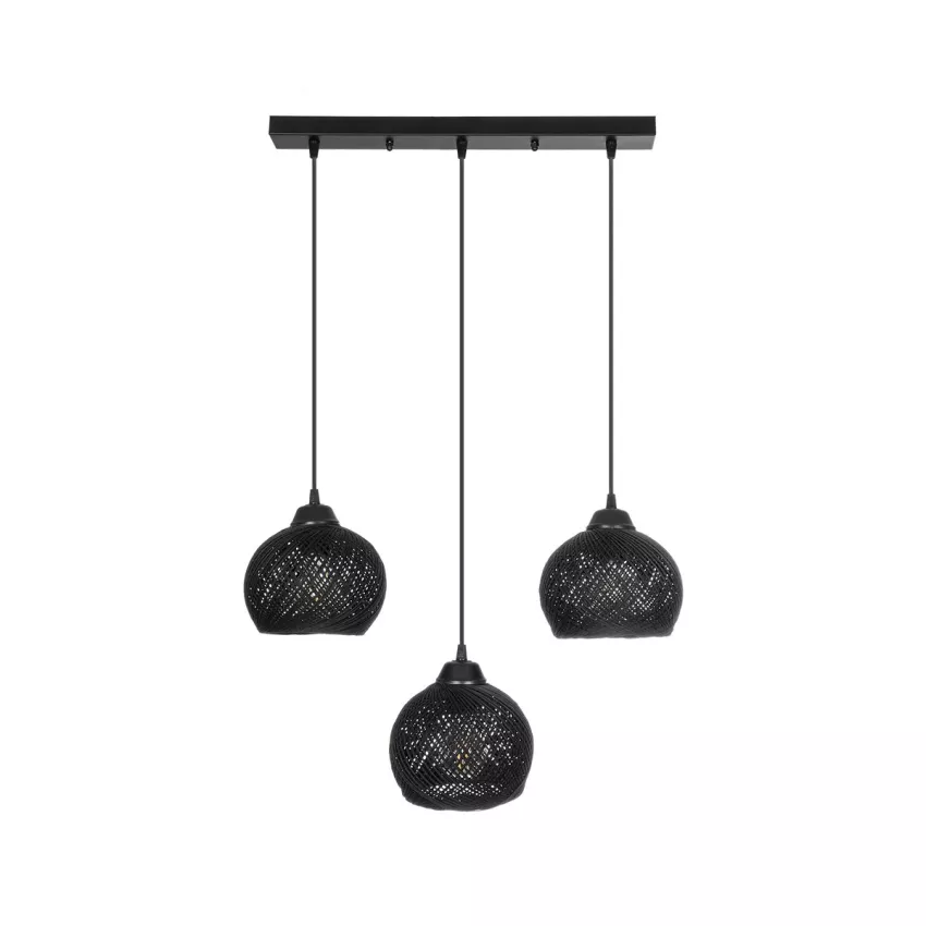 GLOBOSTAR® YASAM  Vintage Κρεμαστό Φωτιστικό Οροφής με Ντουί 3 x E27 AC 220-240V IP20 - Μαύρο - Μ45 x Π18 x Υ30cm