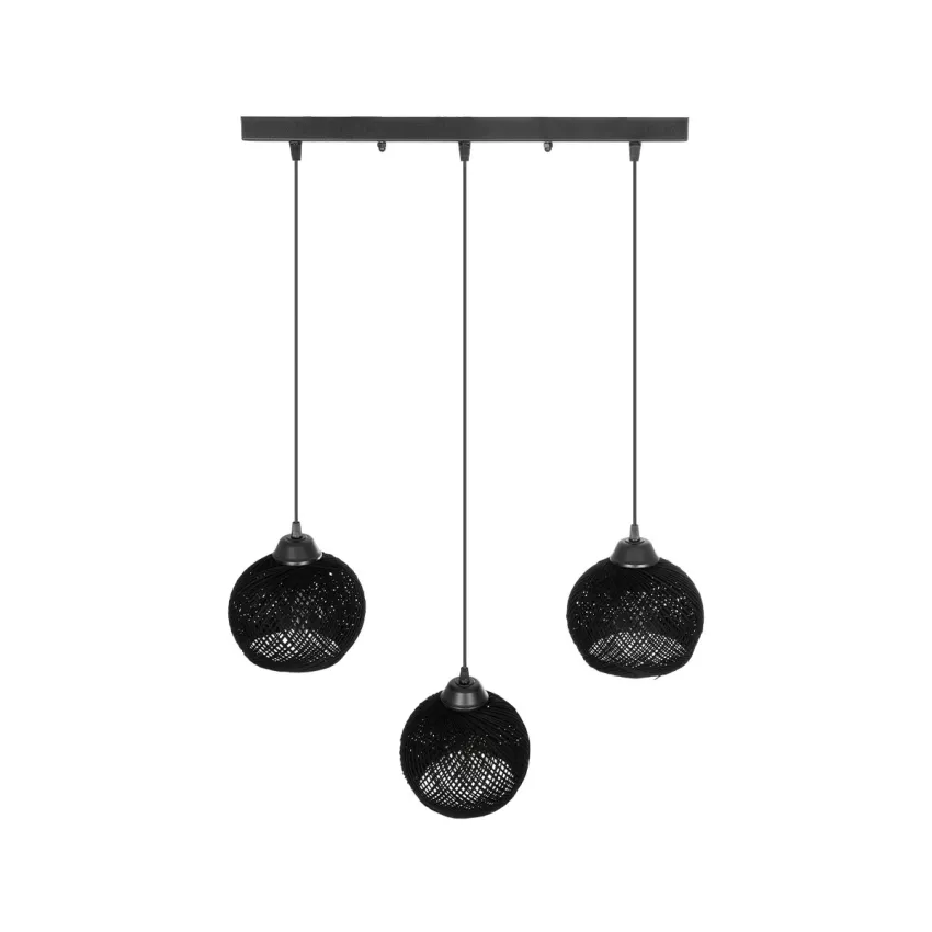 GLOBOSTAR® YASAM  Vintage Κρεμαστό Φωτιστικό Οροφής με Ντουί 3 x E27 AC 220-240V IP20 - Μαύρο - Μ45 x Π18 x Υ30cm