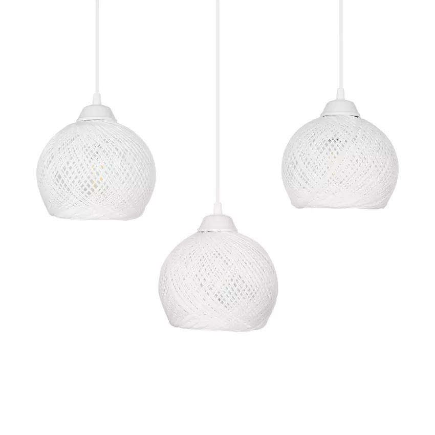 YASAM  Vintage Κρεμαστό Φωτιστικό Σχοινί Τρίφωτο 3 x E27 IP20 Λευκό Σχοινί - Μ55 x Π25 x Υ80cm