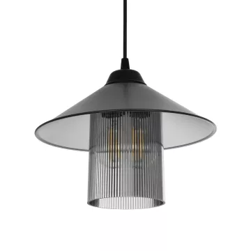 Promo  Μοντέρνο Κρεμαστό Φωτιστικό Καμπάνα Μονόφωτο 1 x E27 IP20 Μαύρο Πλαστικό - Μ25.5 x Π25.5 x Υ90cm