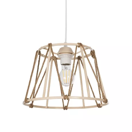 GLOBOSTAR® JUTE  Μοντέρνο Κρεμαστό Φωτιστικό Οροφής με Ντουί 1 x E27 AC 220-240V IP20 - Μπεζ - Μ30 x Π30 x Υ23cm