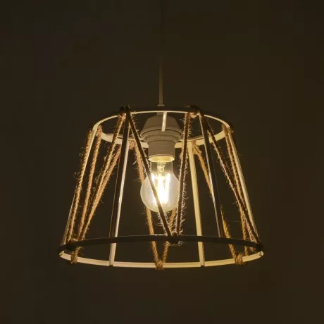 GLOBOSTAR® JUTE  Μοντέρνο Κρεμαστό Φωτιστικό Οροφής με Ντουί 1 x E27 AC 220-240V IP20 - Μπεζ - Μ30 x Π30 x Υ23cm