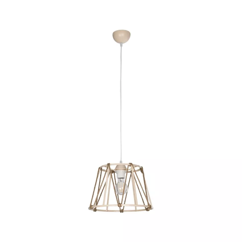 GLOBOSTAR® JUTE  Μοντέρνο Κρεμαστό Φωτιστικό Οροφής με Ντουί 1 x E27 AC 220-240V IP20 - Μπεζ - Μ30 x Π30 x Υ23cm