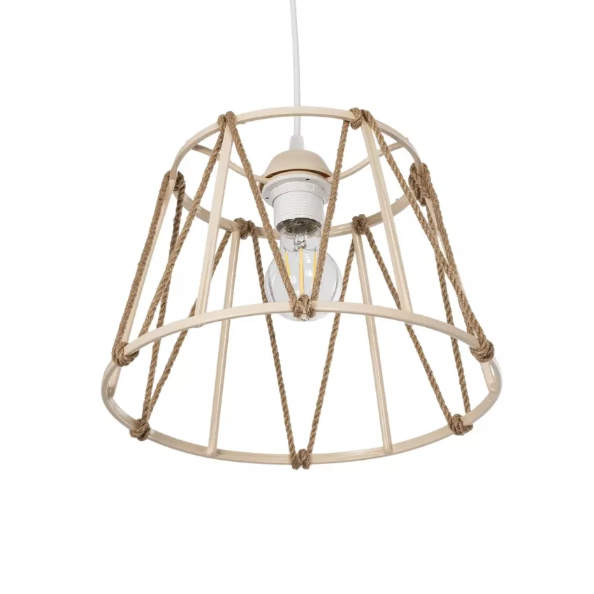 GLOBOSTAR® JUTE  Μοντέρνο Κρεμαστό Φωτιστικό Οροφής με Ντουί 1 x E27 AC 220-240V IP20 - Μπεζ - Μ30 x Π30 x Υ23cm