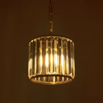 GLOBOSTAR® GLAMOROUS  Κλασικό Κρεμαστό Φωτιστικό Οροφής με Ντουί 1 x E27 AC 220-240V IP20 - Χρυσό & Διάφανο - Μ19 x Π19 x Υ16.5cm