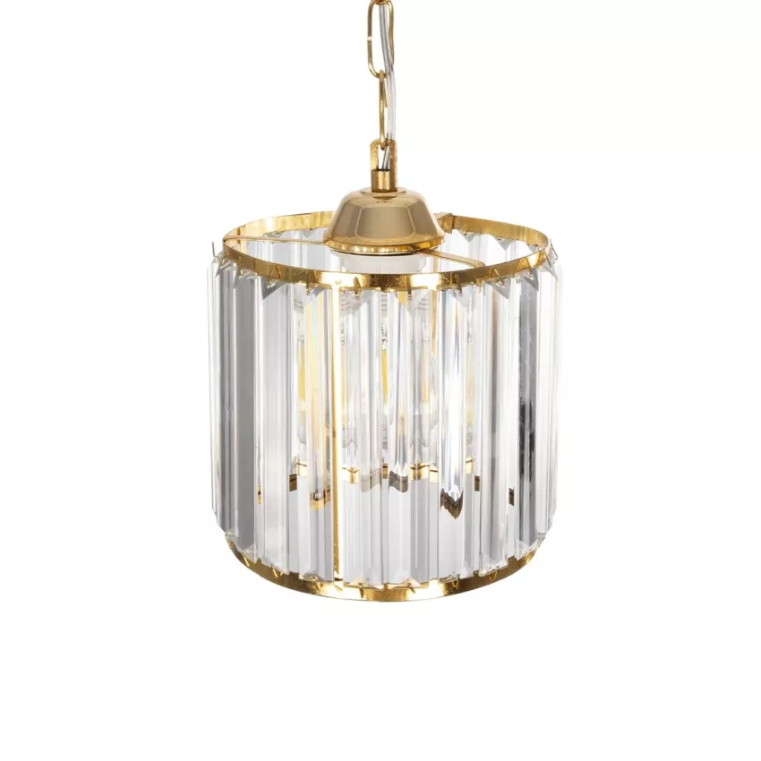 GLAMOROUS  Κρύσταλλο Κρεμαστό Φωτιστικό Κρύσταλλα Μονόφωτο 1 x E27 IP20 Χρυσό Μεταλλό με Κρύσταλλο - Μ20 x Π20 x Υ45cm