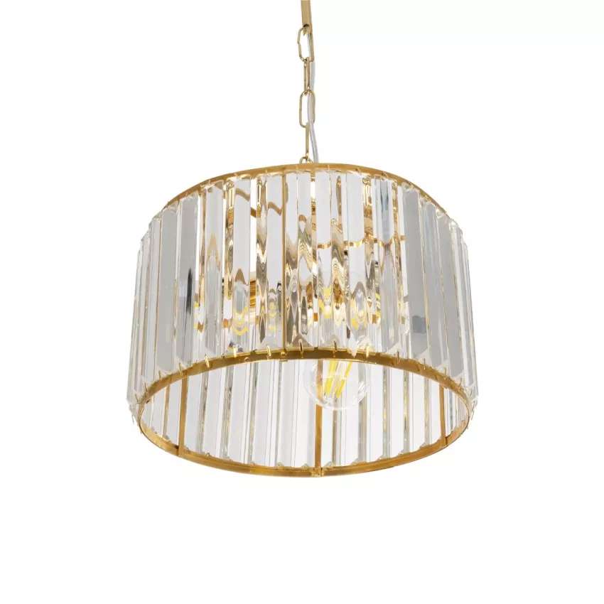 GLOBOSTAR® GLAMOROUS  Κλασικό Κρεμαστό Φωτιστικό Οροφής με Ντουί 3 x E27 AC 220-240V IP20 - Χρυσό & Διάφανο - Μ28 x Π28 x Υ21.5cm