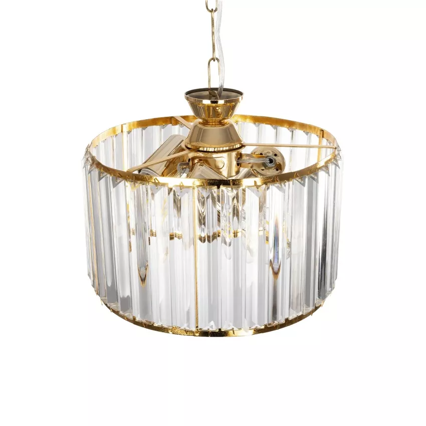 GLOBOSTAR® GLAMOROUS  Κλασικό Κρεμαστό Φωτιστικό Οροφής με Ντουί 3 x E27 AC 220-240V IP20 - Χρυσό & Διάφανο - Μ28 x Π28 x Υ21.5cm
