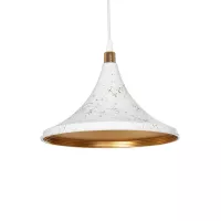 GLOBOSTAR® MARBLE  Μοντέρνο Κρεμαστό Φωτιστικό Οροφής με Ντουί 1 x E27 AC 220-240V IP20 - Λεύκο & Χρυσό - Μ30 x Π30 x Υ20cm