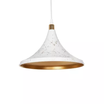 GLOBOSTAR® MARBLE  Μοντέρνο Κρεμαστό Φωτιστικό Οροφής με Ντουί 1 x E27 AC 220-240V IP20 - Λεύκο & Χρυσό - Μ30 x Π30 x Υ20cm