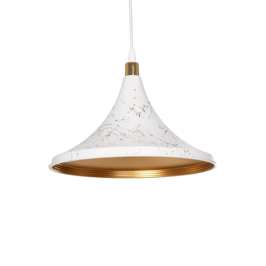 GLOBOSTAR® MARBLE  Μοντέρνο Κρεμαστό Φωτιστικό Οροφής με Ντουί 1 x E27 AC 220-240V IP20 - Λεύκο & Χρυσό - Μ30 x Π30 x Υ20cm