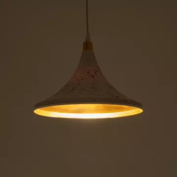 GLOBOSTAR® MARBLE  Μοντέρνο Κρεμαστό Φωτιστικό Οροφής με Ντουί 1 x E27 AC 220-240V IP20 - Λεύκο & Χρυσό - Μ30 x Π30 x Υ20cm
