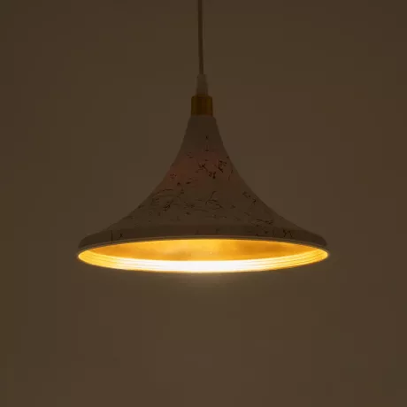GLOBOSTAR® MARBLE  Μοντέρνο Κρεμαστό Φωτιστικό Οροφής με Ντουί 1 x E27 AC 220-240V IP20 - Λεύκο & Χρυσό - Μ30 x Π30 x Υ20cm