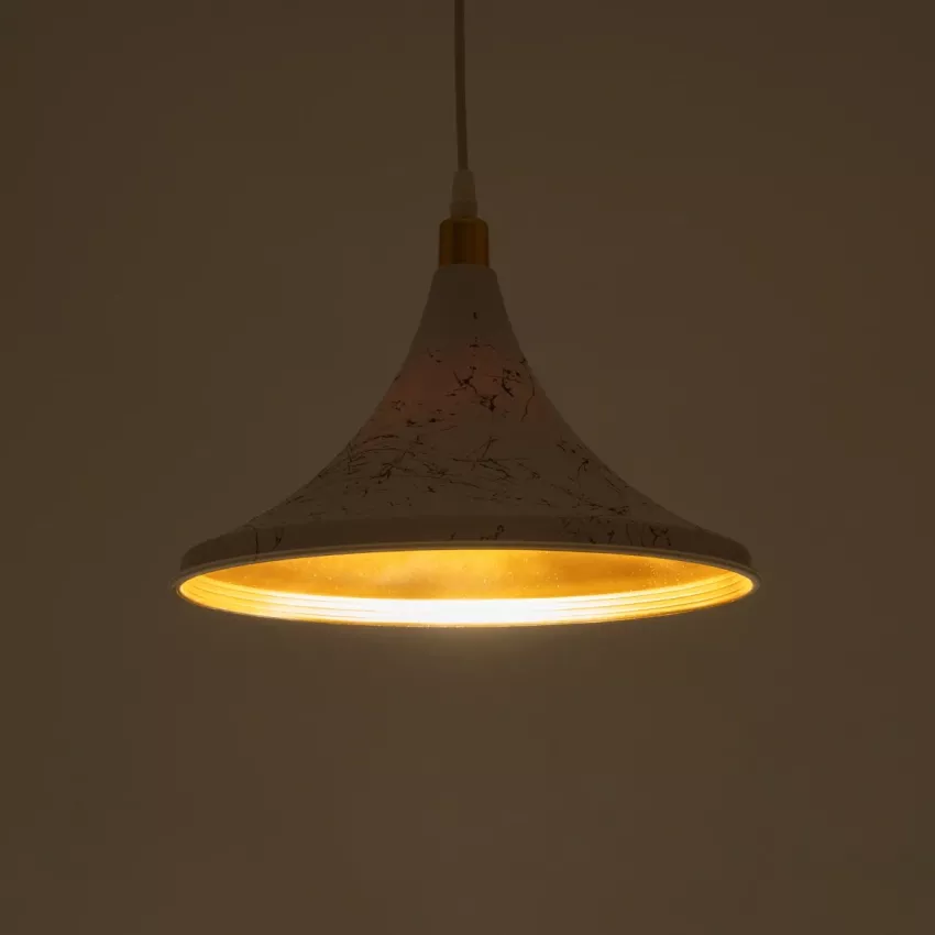 GLOBOSTAR® MARBLE  Μοντέρνο Κρεμαστό Φωτιστικό Οροφής με Ντουί 1 x E27 AC 220-240V IP20 - Λεύκο & Χρυσό - Μ30 x Π30 x Υ20cm