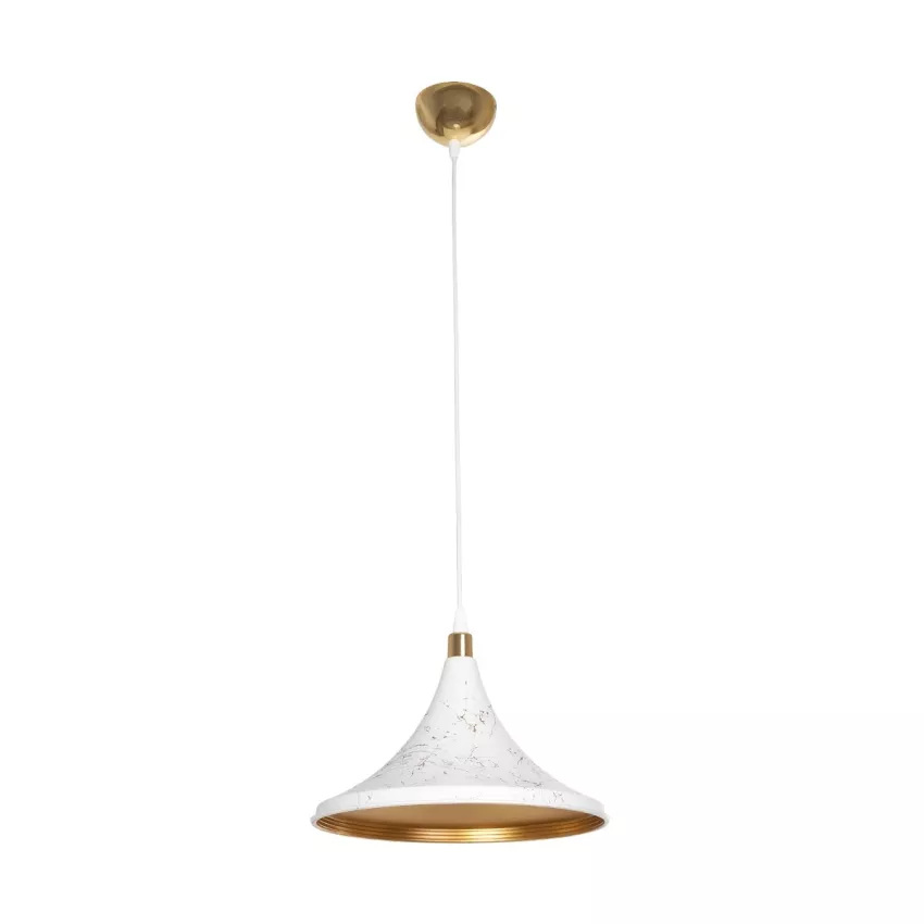 GLOBOSTAR® MARBLE  Μοντέρνο Κρεμαστό Φωτιστικό Οροφής με Ντουί 1 x E27 AC 220-240V IP20 - Λεύκο & Χρυσό - Μ30 x Π30 x Υ20cm