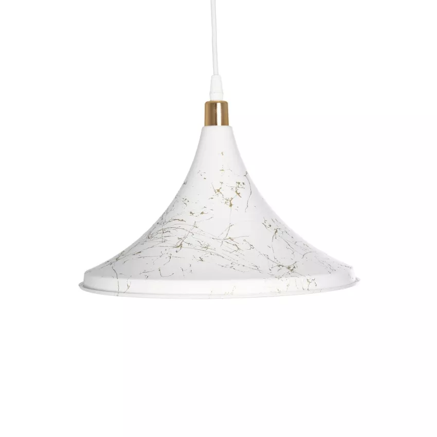 GLOBOSTAR® MARBLE  Μοντέρνο Κρεμαστό Φωτιστικό Οροφής με Ντουί 1 x E27 AC 220-240V IP20 - Λεύκο & Χρυσό - Μ30 x Π30 x Υ20cm