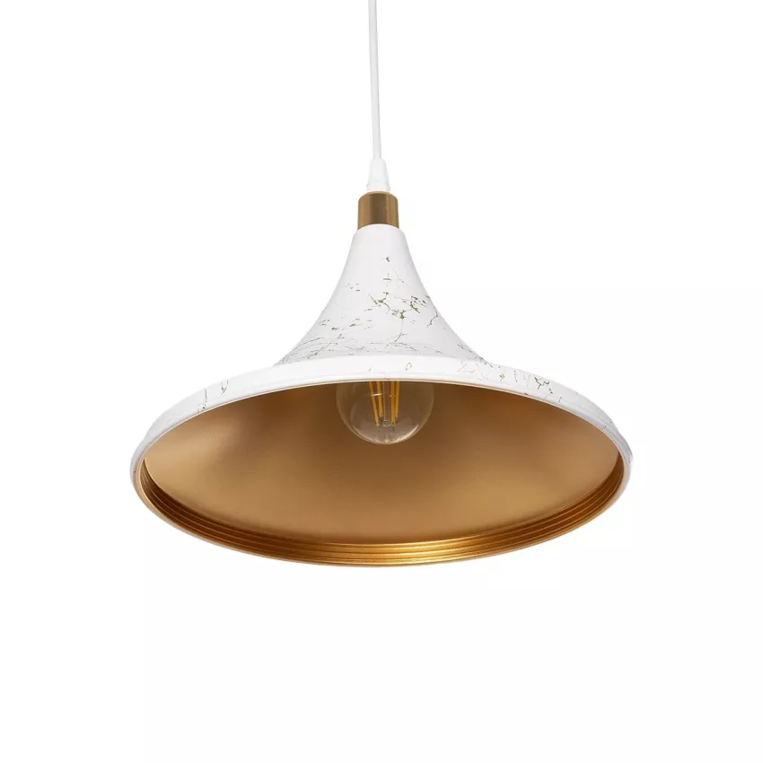 GLOBOSTAR® MARBLE  Μοντέρνο Κρεμαστό Φωτιστικό Οροφής με Ντουί 1 x E27 AC 220-240V IP20 - Λεύκο & Χρυσό - Μ30 x Π30 x Υ20cm