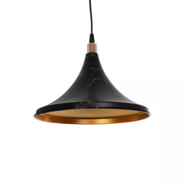 GLOBOSTAR® MARBLE  Μοντέρνο Κρεμαστό Φωτιστικό Οροφής με Ντουί 1 x E27 AC 220-240V IP20 - Μαύρο & Χρυσό - Μ30 x Π30 x Υ20cm