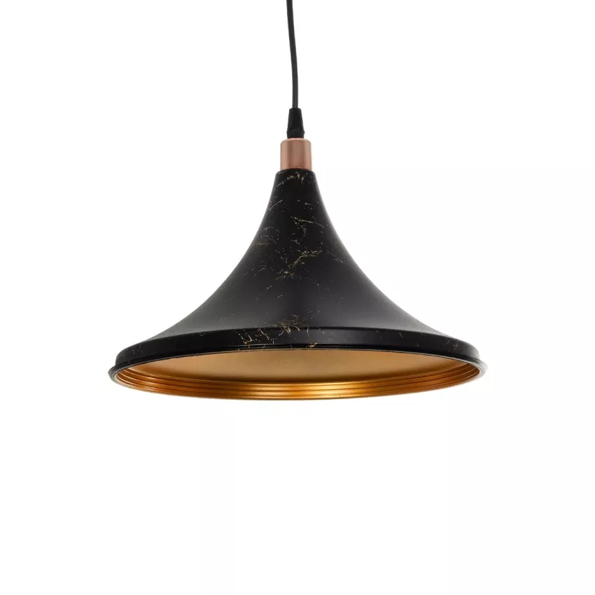 GLOBOSTAR® MARBLE  Μοντέρνο Κρεμαστό Φωτιστικό Οροφής με Ντουί 1 x E27 AC 220-240V IP20 - Μαύρο & Χρυσό - Μ30 x Π30 x Υ20cm