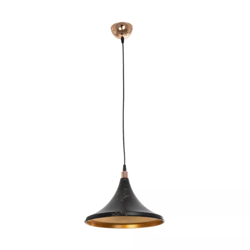 GLOBOSTAR® MARBLE  Μοντέρνο Κρεμαστό Φωτιστικό Οροφής με Ντουί 1 x E27 AC 220-240V IP20 - Μαύρο & Χρυσό - Μ30 x Π30 x Υ20cm