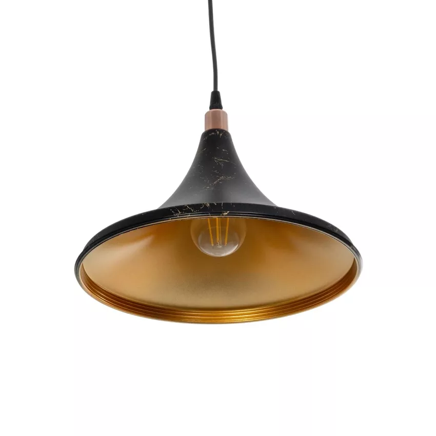 GLOBOSTAR® MARBLE  Μοντέρνο Κρεμαστό Φωτιστικό Οροφής με Ντουί 1 x E27 AC 220-240V IP20 - Μαύρο & Χρυσό - Μ30 x Π30 x Υ20cm