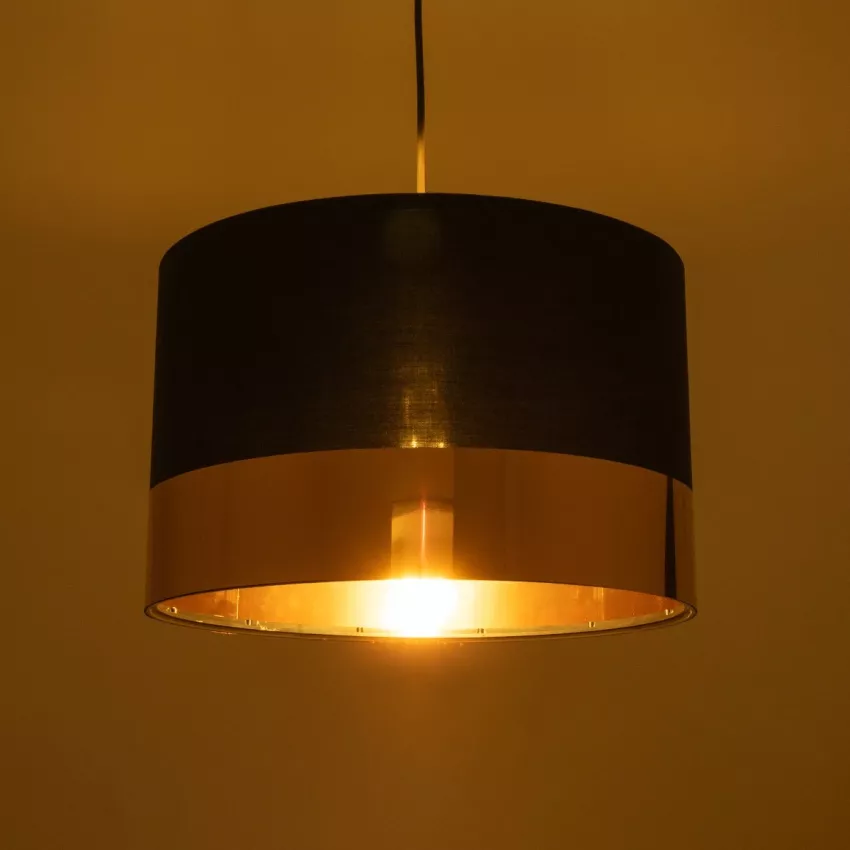 GLOBOSTAR® ZYKLUS  Μοντέρνο Κρεμαστό Φωτιστικό Οροφής με Ντουί 1 x E27 AC 220-240V IP20 - Μαύρο & Χρυσό - Μ36 x Π36 x Υ25cm