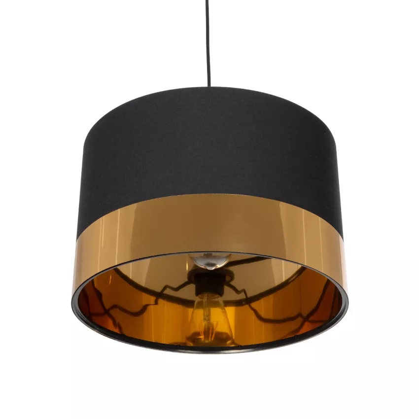 GLOBOSTAR® ZYKLUS  Μοντέρνο Κρεμαστό Φωτιστικό Οροφής με Ντουί 1 x E27 AC 220-240V IP20 - Μαύρο & Χρυσό - Μ36 x Π36 x Υ25cm