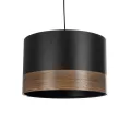 ZYKLUS  Μοντέρνο Κρεμαστό Φωτιστικό Καπέλο Μονόφωτο 1 x E27 IP20 Μαύρο Ύφασμα με Καφέ Ξύλο - Μ36 x Π36 x Υ25cm