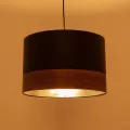 ZYKLUS  Μοντέρνο Κρεμαστό Φωτιστικό Καπέλο Μονόφωτο 1 x E27 IP20 Μαύρο Ύφασμα με Καφέ Ξύλο - Μ36 x Π36 x Υ25cm