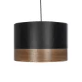 ZYKLUS  Μοντέρνο Κρεμαστό Φωτιστικό Καπέλο Μονόφωτο 1 x E27 IP20 Μαύρο Ύφασμα με Καφέ Ξύλο - Μ36 x Π36 x Υ25cm