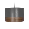 ZYKLUS  Μοντέρνο Κρεμαστό Φωτιστικό Καπέλο Μονόφωτο 1 x E27 IP20 Γκρί Ύφασμα με Καρυδί Τελείωμα- Μ36 x Π36 x Υ73cm
