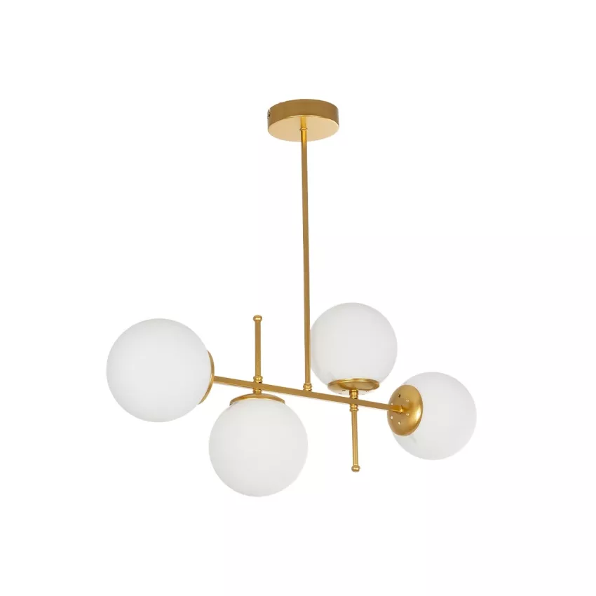 GLOBUS  Μοντέρνο Φωτιστικό Οροφής Ράγα Πολύφωτο 4 x E27 IP20 Χρυσό Μέταλλο με Λευκό Γυαλί - Μ70 x Π15 x Υ34cm