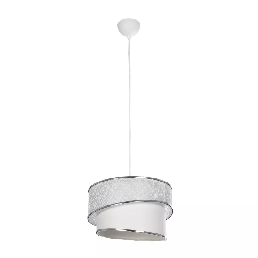 GLOBOSTAR® SONIA  Μοντέρνο Κρεμαστό Φωτιστικό Οροφής με Ντουί 1 x E27 AC 220-240V IP20 - Λευκό & Ασημί - Μ30 x Π30 x Υ24cm