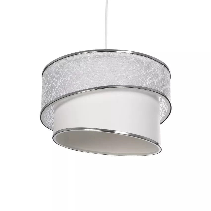 GLOBOSTAR® SONIA  Μοντέρνο Κρεμαστό Φωτιστικό Οροφής με Ντουί 1 x E27 AC 220-240V IP20 - Λευκό & Ασημί - Μ30 x Π30 x Υ24cm