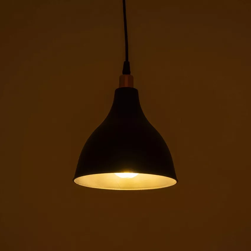 GLOBOSTAR® RADE  Μοντέρνο Κρεμαστό Φωτιστικό Οροφής με Ντουί 1 x E27 AC 220-240V IP20 - Μαύρο & Χάλκινο - Μ18.5 x Π18.5 x Υ23cm