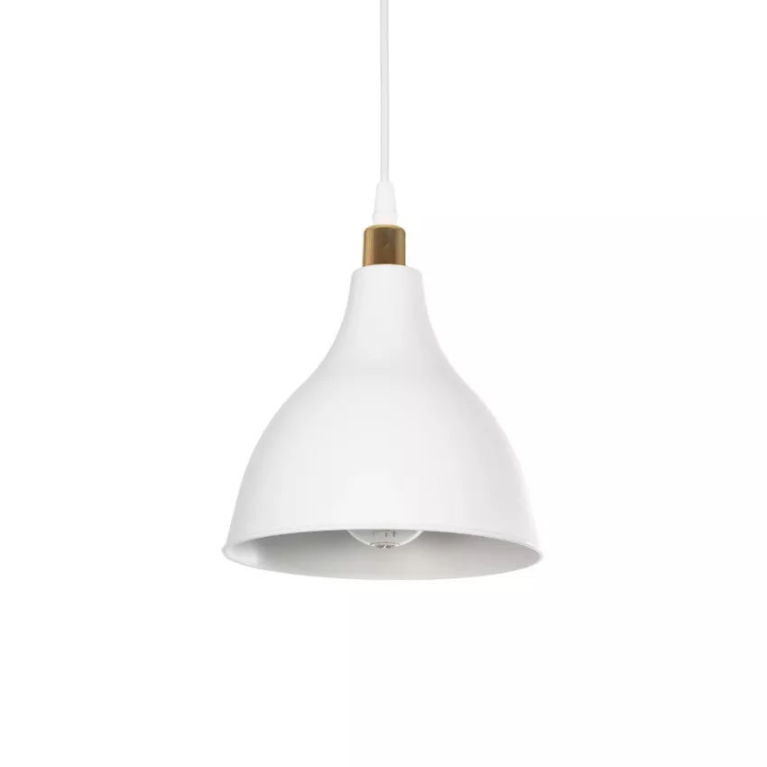 GLOBOSTAR® RADE  Μοντέρνο Κρεμαστό Φωτιστικό Οροφής με Ντουί 1 x E27 AC 220-240V IP20 - Λευκό & Χρυσό - Μ18.5 x Π18.5 x Υ23cm