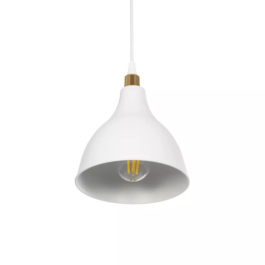 GLOBOSTAR® RADE  Μοντέρνο Κρεμαστό Φωτιστικό Οροφής με Ντουί 1 x E27 AC 220-240V IP20 - Λευκό & Χρυσό - Μ18.5 x Π18.5 x Υ23cm