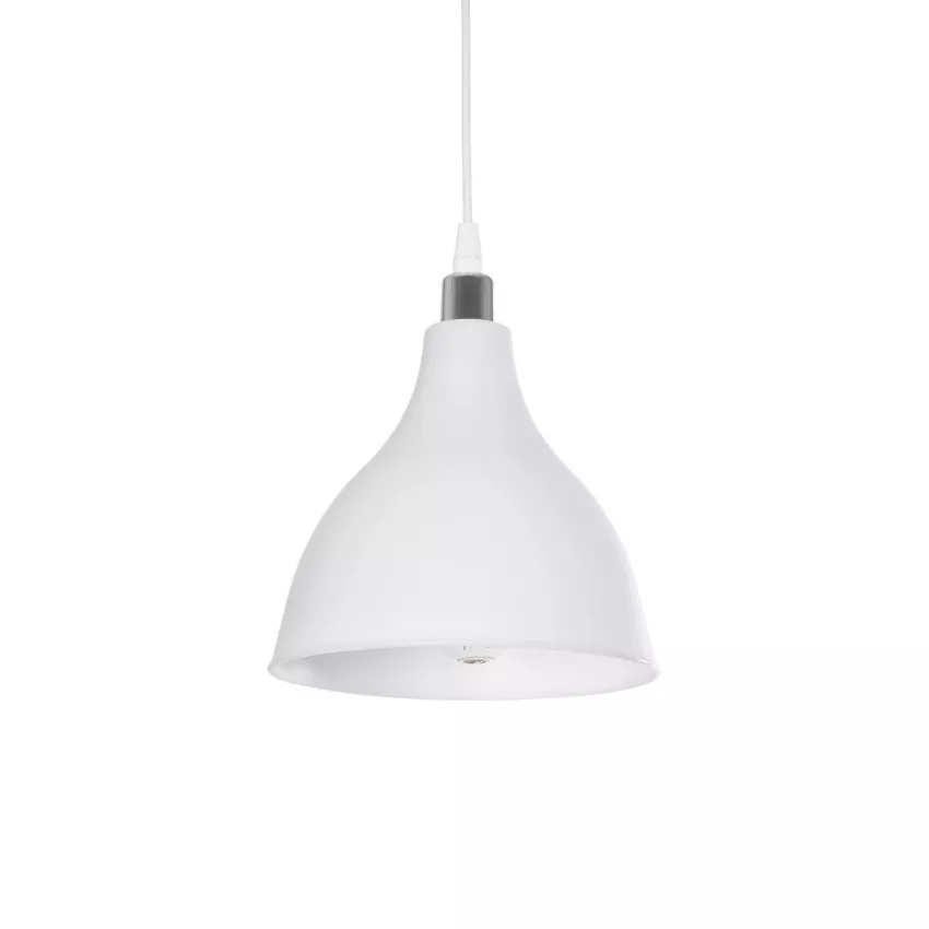 GLOBOSTAR® RADE  Μοντέρνο Κρεμαστό Φωτιστικό Οροφής με Ντουί 1 x E27 AC 220-240V IP20 - Λευκό & Ασημί - Μ18.5 x Π18.5 x Υ23cm