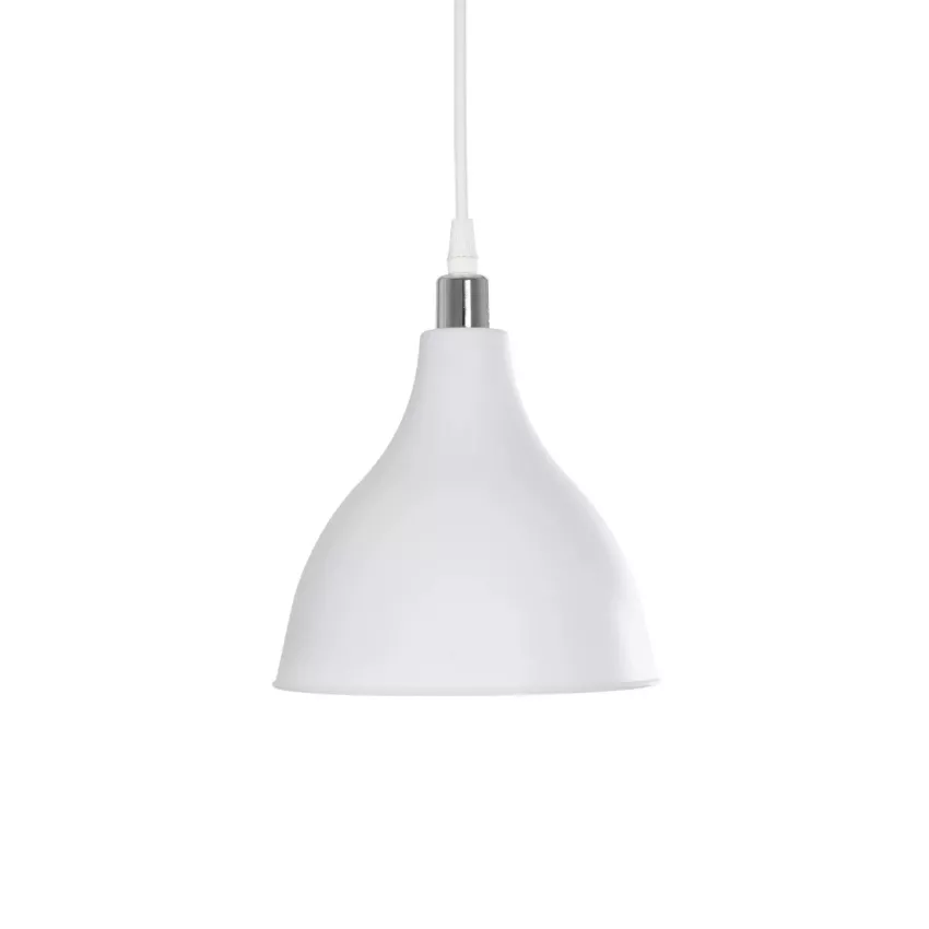 GLOBOSTAR® RADE  Μοντέρνο Κρεμαστό Φωτιστικό Οροφής με Ντουί 1 x E27 AC 220-240V IP20 - Λευκό & Ασημί - Μ18.5 x Π18.5 x Υ23cm